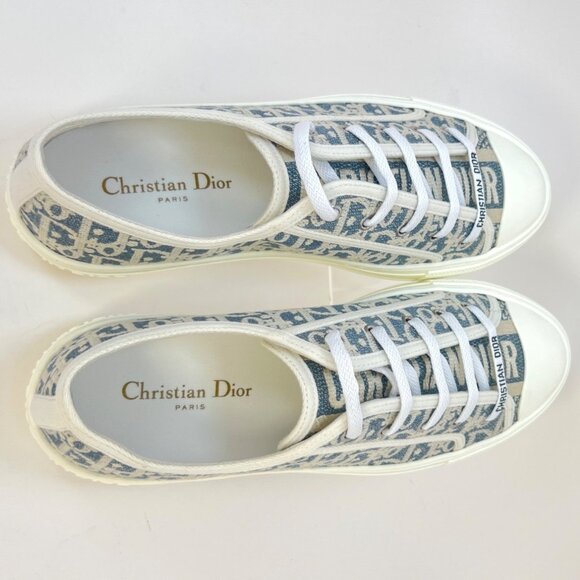 Dior Walk'n'Dior Sneakers Chambray Cotton Embroidered White Blue Women Size IT42 - Picture 9 of 12
